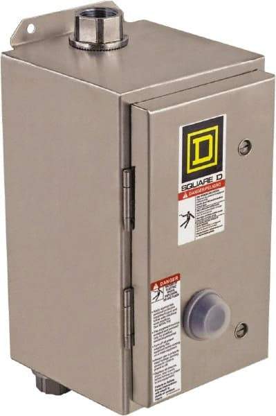 Square D - 208 Coil VAC at 60 Hz, 45 Amp, NEMA Size 2, Nonreversible Enclosed Enclosure NEMA Motor Starter - 3 Phase hp: 10 at 200 VAC, 15 at 230 VAC, 25 at 460 VAC, 25 at 575 VAC, 4x Enclosure Rating - Makers Industrial Supply