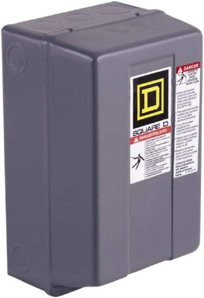 Square D - 3 Pole, 220 Coil VAC at 50 Hz, 240 Coil VAC at 60 Hz, 27 Amp NEMA Contactor - NEMA 1 Enclosure, 50 Hz at 220 VAC and 60 Hz at 240 VAC - Makers Industrial Supply