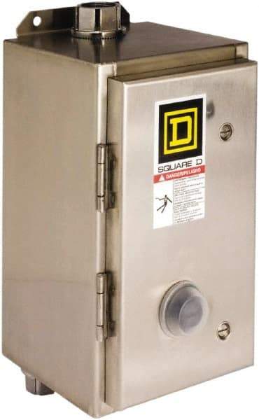 Square D - 440 Coil VAC at 50 Hz, 480 Coil VAC at 60 Hz, 45 Amp, NEMA Size 2, Nonreversible Enclosed Enclosure NEMA Motor Starter - 3 Phase hp: 10 at 200 VAC, 15 at 230 VAC, 25 at 460 VAC, 25 at 575 VAC, 4x Enclosure Rating - Makers Industrial Supply