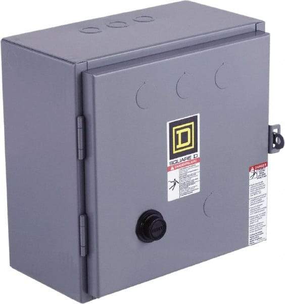 Square D - 110 Coil VAC at 50 Hz, 120 Coil VAC at 60 Hz, 27 Amp, NEMA Size 1, Reversible Enclosed Enclosure NEMA Motor Starter - 10 hp at 1 Phase, 1 Enclosure Rating - Makers Industrial Supply