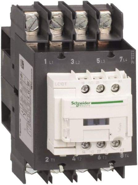 Schneider Electric - 4 Pole, 24 Coil VDC, 80 Amp at 440 VAC, Nonreversible IEC Contactor - Bureau Veritas, CCC, CSA, CSA C22.2 No. 14, DNV, EN/IEC 60947-4-1, EN/IEC 60947-5-1, GL, GOST, LROS, RINA, UL 508, UL Listed - Makers Industrial Supply