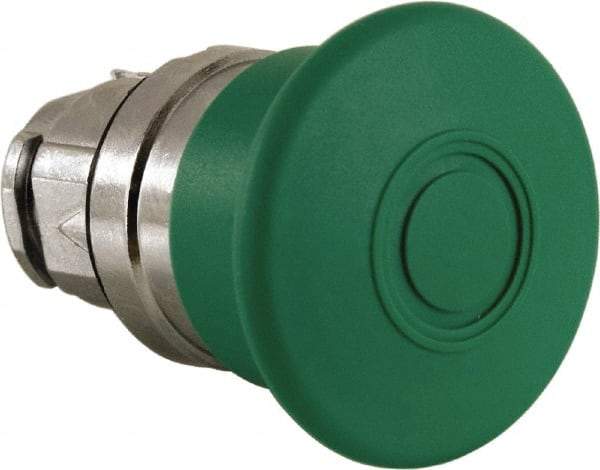 Schneider Electric - 22mm Mount Hole, Extended Mushroom Head, Pushbutton Switch Only - Round, Green Pushbutton, Nonilluminated, Maintained (MA) - Makers Industrial Supply