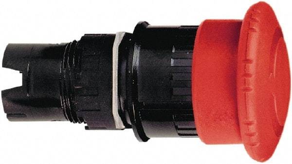 Schneider Electric - 16mm Mount Hole, Extended Mushroom Head, Pushbutton Switch Only - Round, Red Pushbutton, Maintained (MA), Momentary (MO), Vibration Resistant - Makers Industrial Supply