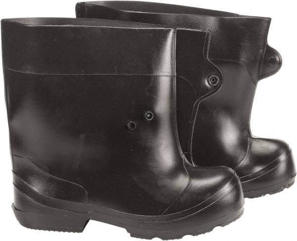 Winter Walking - Men's 6-7 (Women's 8-9) Traction Overboots - 10" High, Plain Toe, Cleated Sole, PVC Upper, Black - Makers Industrial Supply