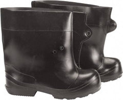 Winter Walking - Men's 4-5 (Women's 6.5-8) Traction Overboots - 10" High, Plain Toe, Cleated Sole, PVC Upper, Black - Makers Industrial Supply