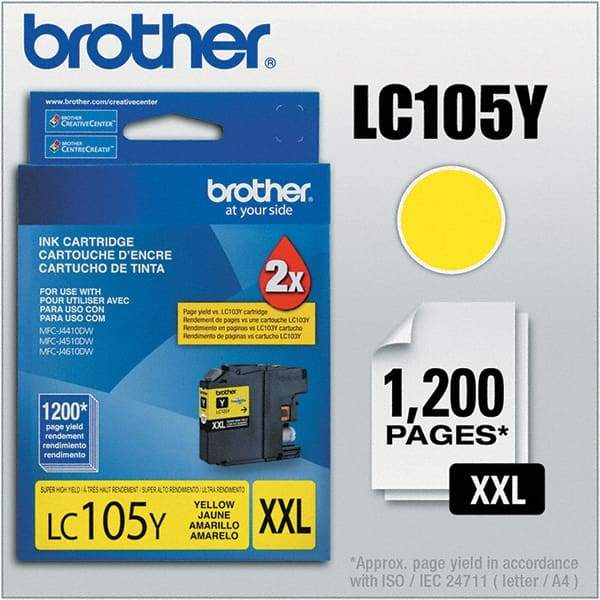 Brother - Yellow Ink Cartridge - Use with Brother MFC-J4310DW, J4410DW, J4510DW, J4610DW, J4710DW, J6520DW, J6720DW, J6920DW - Makers Industrial Supply