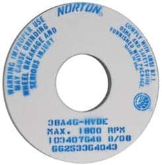 Norton - 14" Diam x 5" Hole x 1" Thick, H Hardness, 46 Grit Surface Grinding Wheel - Aluminum Oxide, Type 1, Coarse Grade, 1,800 Max RPM, Vitrified Bond, No Recess - Makers Industrial Supply