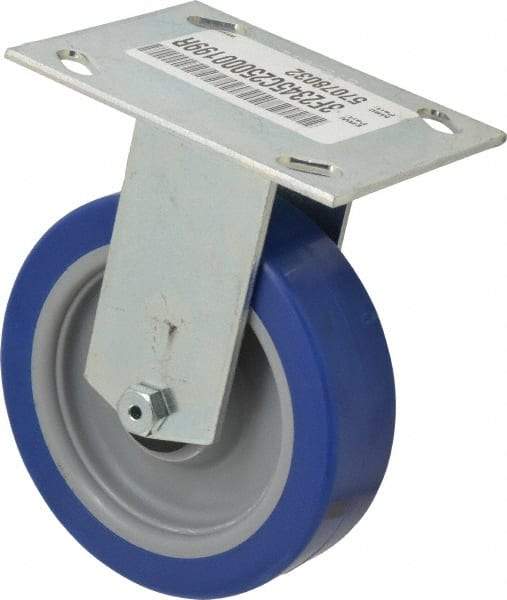 E.R. Wagner - 5" Diam x 1-1/2" Wide x 6-3/8" OAH Top Plate Mount Rigid Caster - Polyurethane, 450 Lb Capacity, Roller Bearing, 3-3/4 x 4-5/8" Plate - Makers Industrial Supply