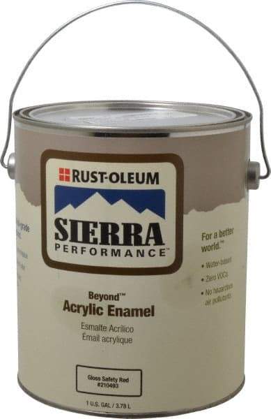 Rust-Oleum - 1 Gal Safety Red Semi Gloss Finish Acrylic Enamel Paint - Interior/Exterior, <0 gL VOC Compliance - Makers Industrial Supply