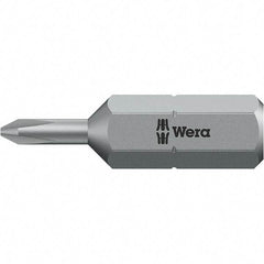 Wera - #1, Phillips Screwdriver Bit - 1/4" Drive, 1" OAL - Makers Industrial Supply