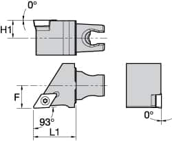 Kennametal - Left Hand Cut, Size KM25, DC.. Insert Compatiblity, External Modular Turning & Profiling Cutting Unit Head - 16mm Ctr to Cutting Edge, 30mm Head Length, Through Coolant, Series Screw-On - Makers Industrial Supply