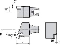 Kennametal - Left Hand Cut, Size KM25, DC.. Insert Compatiblity, External Modular Turning & Profiling Cutting Unit Head - 22mm Ctr to Cutting Edge, 30mm Head Length, Through Coolant, Series Screw-On - Makers Industrial Supply