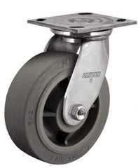 Albion - 5" Diam x 2" Wide x 6-1/2" OAH Top Plate Mount Swivel Caster - Phenolic, 1,000 Lb Capacity, Delrin Bearing, 4 x 4-1/2" Plate - Makers Industrial Supply