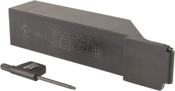 Seco - SRGC, Left Hand Cut, 1-1/4" Shank Height x 1-1/4" Shank Width, Neutral Rake Indexable Turning Toolholder - 6" OAL, RCMT22 Insert Compatibility, Series Screw Lock - Makers Industrial Supply