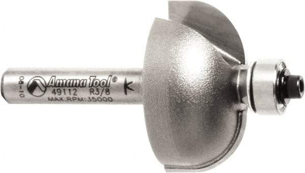 Amana Tool - 1-1/8" Cut Diam, 9/16" Length of Cut, 2 Flute Cove Edge Profile Router Bit - Carbide-Tipped, 1/4" Shank Diam, 2" OAL, Uncoated - Makers Industrial Supply