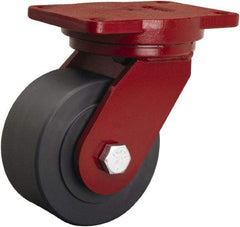 Hamilton - 6" Diam x 3" Wide x 8-1/2" OAH Top Plate Mount Swivel Caster - Nylon, 5,000 Lb Capacity, Sealed Precision Ball Bearing, 6-1/8 x 7-1/2" Plate - Makers Industrial Supply