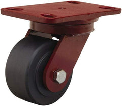 Hamilton - 4" Diam x 2" Wide x 5-5/8" OAH Top Plate Mount Swivel Caster - Nylon, 2,000 Lb Capacity, Sealed Precision Ball Bearing, 4-1/2 x 6-1/2" Plate - Makers Industrial Supply