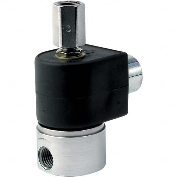 Parker - 24 VDC 1/4" NPT Port Stainless Steel Three-Way Direct Acting Solenoid Valve - Makers Industrial Supply