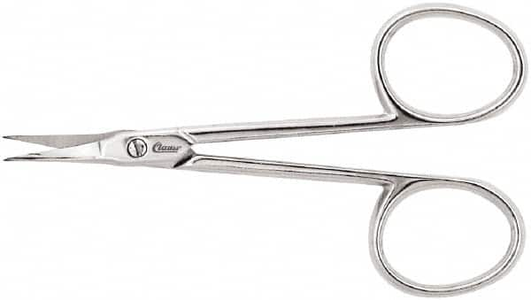 Clauss - 1" LOC, 3-11/16" OAL Chrome Plated Curved Scissors - Steel Handle, For Paper, Fabric - Makers Industrial Supply