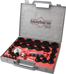 Mayhew - 28 Piece, 1/8 to 2", Hollow Punch Set - Carbon Alloy Steel, Comes in Polypropylene Case - Makers Industrial Supply