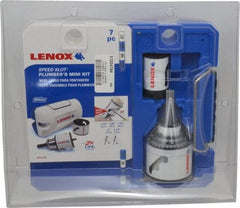 Lenox - 7 Piece, 1-1/4" to 2-1/2" Saw Diam, Plumber's Hole Saw Kit - Bi-Metal, Toothed Edge, Includes 5 Hole Saws - Makers Industrial Supply