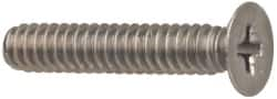 Made in USA - 1/4-28 UNF, 3/8" OAL Phillips Drive Machine Screw - Flat Head, Grade 18-8 Stainless Steel, Passivated Finish, Without Washer - Makers Industrial Supply