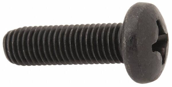 Made in USA - 1/4-28 UNF, 7/8" Length Under Head Phillips Drive Machine Screw - Pan Head, Grade 18-8 Stainless Steel, Black Oxide Finish, Without Washer - Makers Industrial Supply