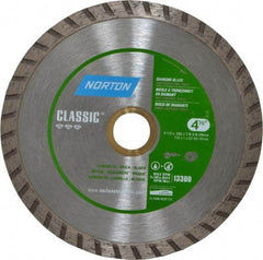 Norton - 4-1/2" Diam, 5/8 & 7/8" Arbor Hole Diam, Wet & Dry Cut Saw Blade - Diamond-Tipped, Standard Round Arbor - Makers Industrial Supply