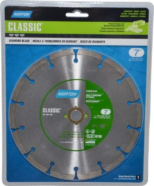 Norton - 7" Diam, 5/8" Arbor Hole Diam, Wet & Dry Cut Saw Blade - Diamond-Tipped, Standard Round Arbor - Makers Industrial Supply