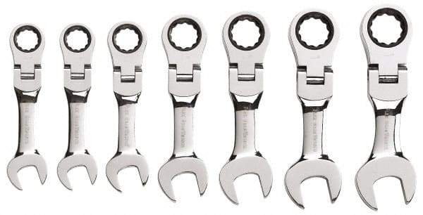 GearWrench - 7 Piece, 3/8" to 3/4", Ratcheting Combination Wrench Set - Inch Measurement Standard, Chrome Finish, Comes in Plastic Case - Makers Industrial Supply