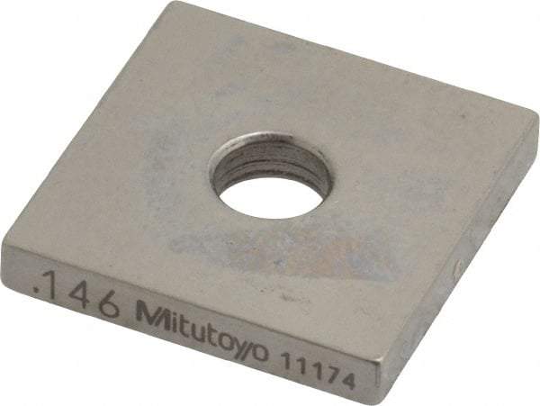 Mitutoyo - 0.146" Square Steel Gage Block - Accuracy Grade 0, Includes Certificate of Inspection - Makers Industrial Supply