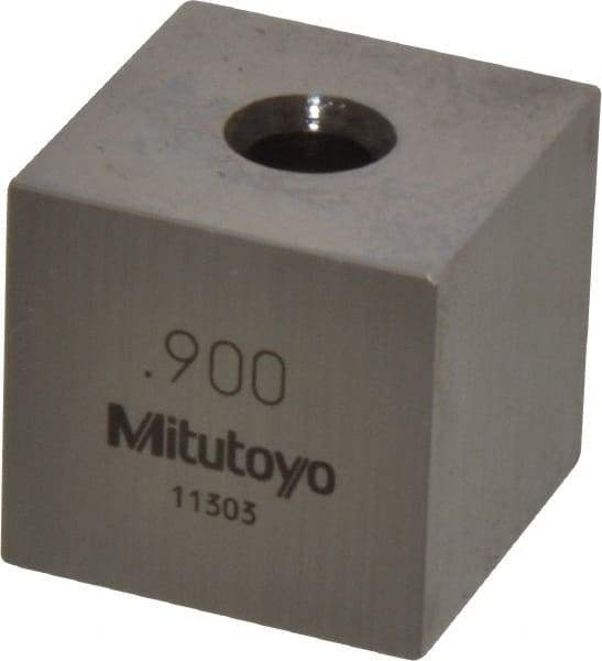 Mitutoyo - 0.9" Square Steel Gage Block - Accuracy Grade 0, Includes Certificate of Inspection - Makers Industrial Supply