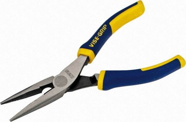 Irwin - 6" OAL, 1-25/32" Jaw Length x 23/32" Jaw Width, Long Nose Side Cutting Pliers - Serrated Jaw, Standard Head, ProTouch Handles - Makers Industrial Supply