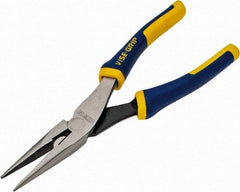 Irwin - 8" OAL, 2-5/16" Jaw Length x 15/16" Jaw Width, Long Nose Side Cutting Pliers - Serrated Jaw, Standard Head, ProTouch Handles - Makers Industrial Supply