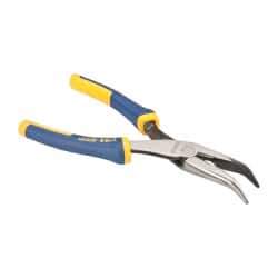 Irwin - 8" OAL, 2-5/16" Jaw Length x 15/16" Jaw Width, Long Nose Side Cutting Bent Nose Pliers - Serrated Jaw, Standard Head, ProTouch Handles - Makers Industrial Supply