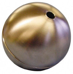 Made in USA - 5" Diam, Spherical, Tubed Through Connection, Metal Float - 1/4" Rod Thread, Stainless Steel, 800 Max psi, 19 Gauge - Makers Industrial Supply