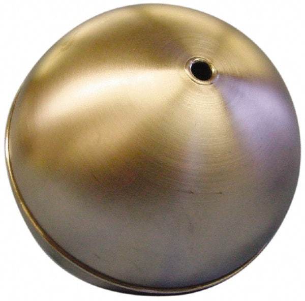 Made in USA - 4" Diam, Spherical, Tubed Through Connection, Metal Float - 1/4" Rod Thread, Stainless Steel, 900 Max psi, 19 Gauge - Makers Industrial Supply