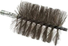 Schaefer Brush - 4-1/2" Brush Length, 3-1/2" Diam, Double Stem, Single Spiral Tube Brush - 7-1/4" Long, Stainless Steel, 1/4" NPSM Male Connection - Makers Industrial Supply