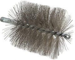 Schaefer Brush - 4-1/2" Brush Length, 4-1/2" Diam, Double Stem, Single Spiral Tube Brush - 7-1/4" Long, Stainless Steel, 1/4" NPSM Male Connection - Makers Industrial Supply