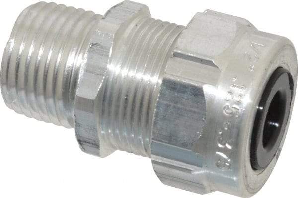 Thomas & Betts - 1/8 to 3/8" Cable Capacity, Liquidtight, Straight Strain Relief Cord Grip - 1/2 Thread, 1-3/4" Long, Aluminum - Makers Industrial Supply