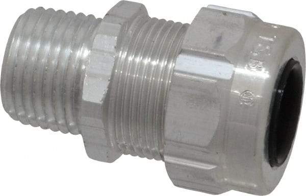 Thomas & Betts - 0.31 to 0.56" Cable Capacity, Liquidtight, Straight Strain Relief Cord Grip - 1/2 Thread, 1-3/4" Long, Aluminum - Makers Industrial Supply