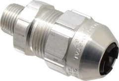 Thomas & Betts - 0.54 to 0.67" Cable Capacity, Class 1, Gas & Vapor Environments, Straight Strain Relief Cord Grip - 1/2 NPT Thread, Aluminum - Makers Industrial Supply