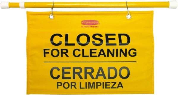 Rubbermaid - "Closed for Cleaning/Cerrado Por Limpieza", 13" Long, Pressure-Sensitive Vinyl Safety Sign - Rectangle, Use for Accident Prevention - Makers Industrial Supply