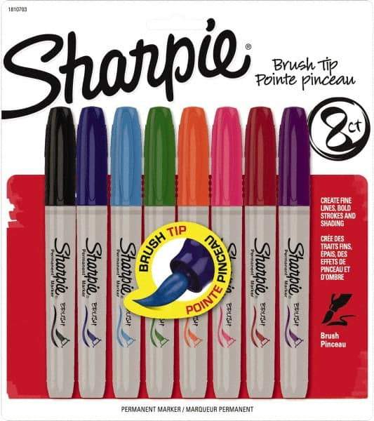 Sharpie - Assorted Colors Permanent Marker - Brush Felt Tip, AP Nontoxic Ink - Makers Industrial Supply