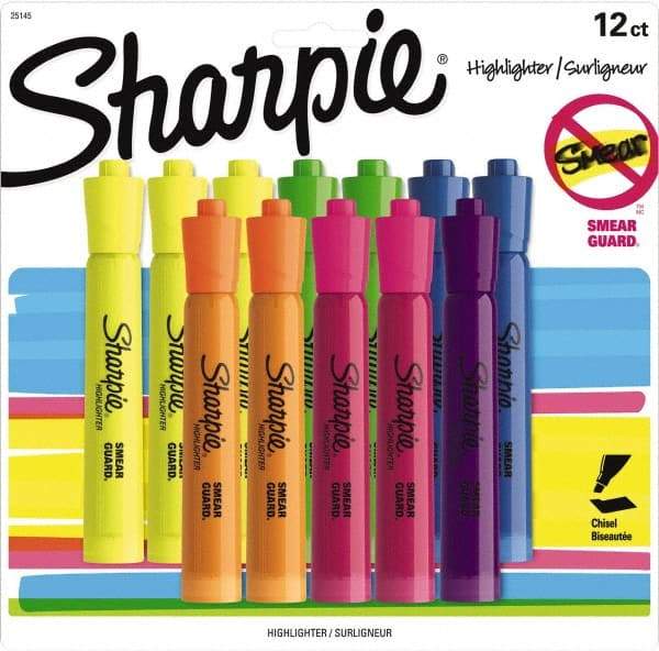 Sharpie - Assorted Colors, Highlighter - Chisel Tip, AP Nontoxic Ink - Makers Industrial Supply