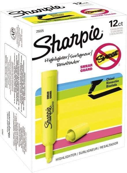 Sharpie - Fluorescent Yellow Highlighter - Chisel Tip, AP Nontoxic Ink - Makers Industrial Supply