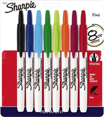 Sharpie - Assorted Colors, Permanent Marker - Retractable Fine Tip, AP Nontoxic Ink - Makers Industrial Supply