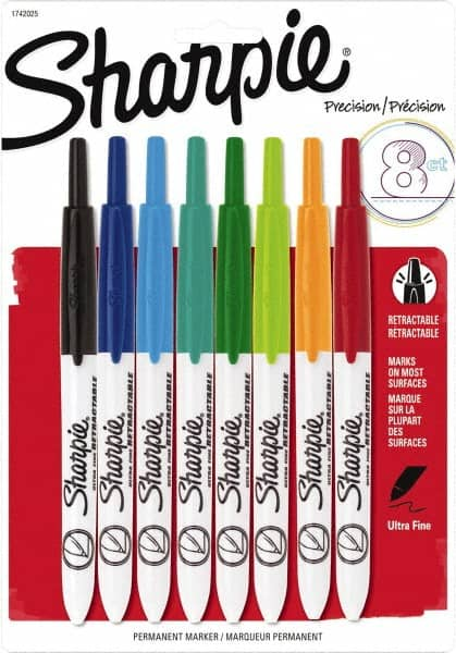 Sharpie - Assorted Colors, Permanent Marker - Retractable Ultra Fine Tip, AP Nontoxic Ink - Makers Industrial Supply