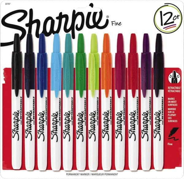 Sharpie - Assorted Colors, Permanent Marker - Retractable Fine Tip, AP Nontoxic Ink - Makers Industrial Supply