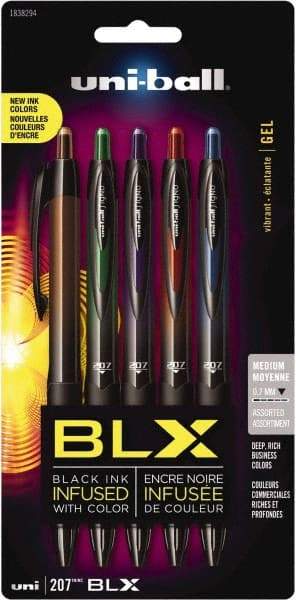 Uni-Ball - 0.7mm Retractable Pen - Blue & Black, Brown & Black, Green & Black, Purple & Black, Red & Black - Makers Industrial Supply